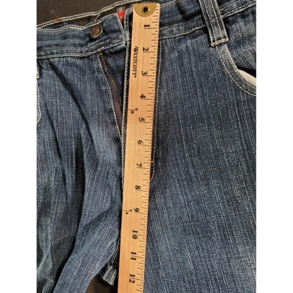Lot 29 World Class Denim Vtg Embroidered Pocket Distressed  Red Graphic Jeans 32